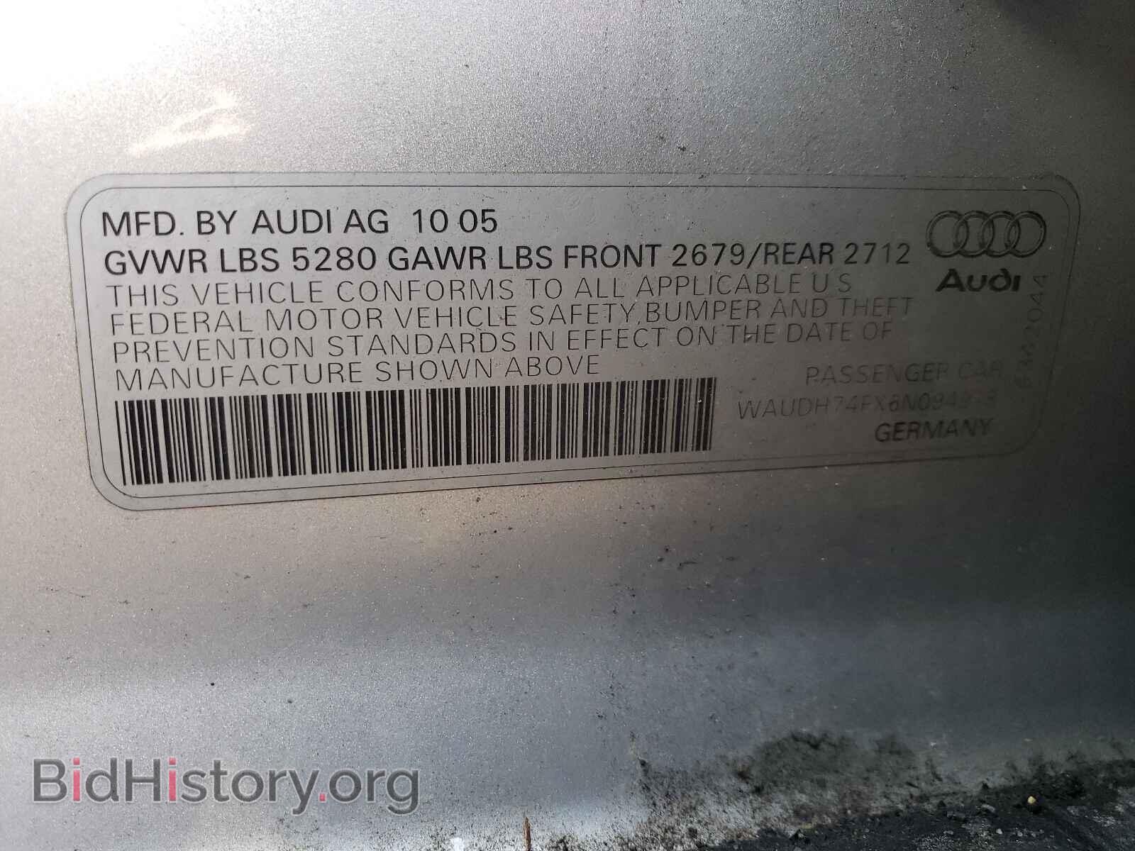 2006 AUDI A6 - VIN: WAUDH74FX6N094978 - Фото 10
