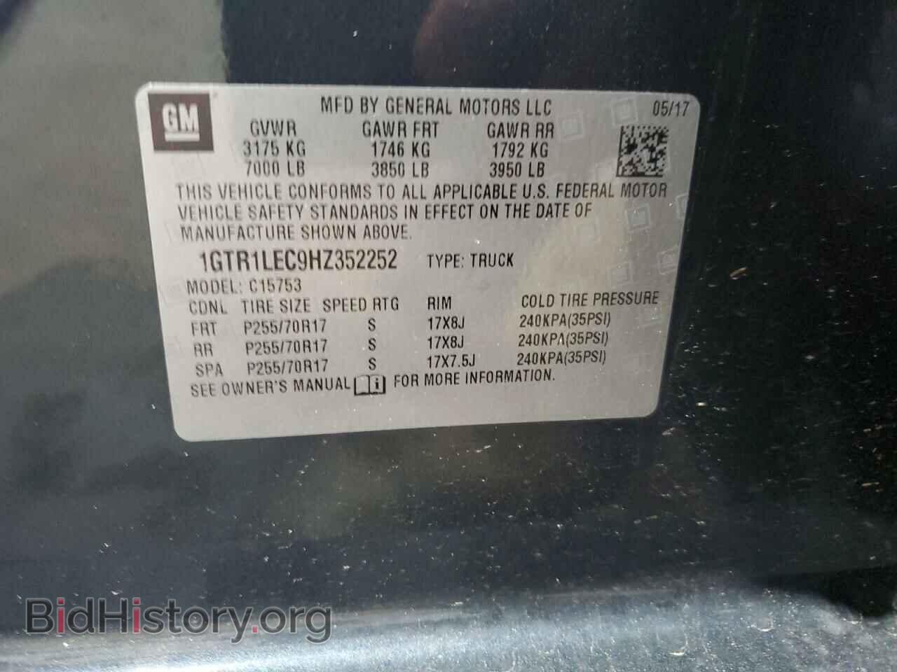 2017 GMC SIERRA - VIN: 1GTR1LEC9HZ352252 - Фото 12