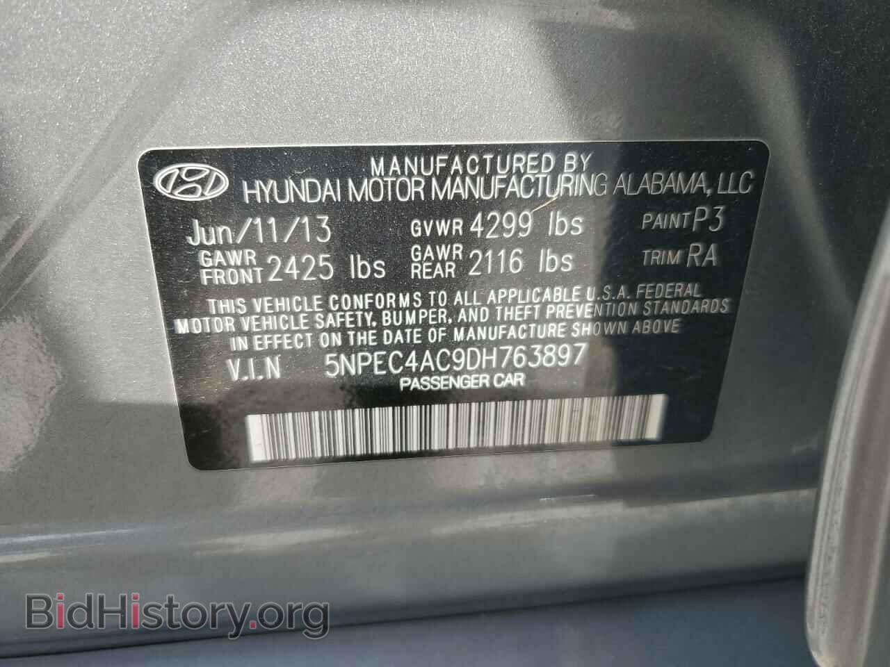 2013 HYUNDAI SONATA - VIN: 5NPEC4AC9DH763897 - Фото 12