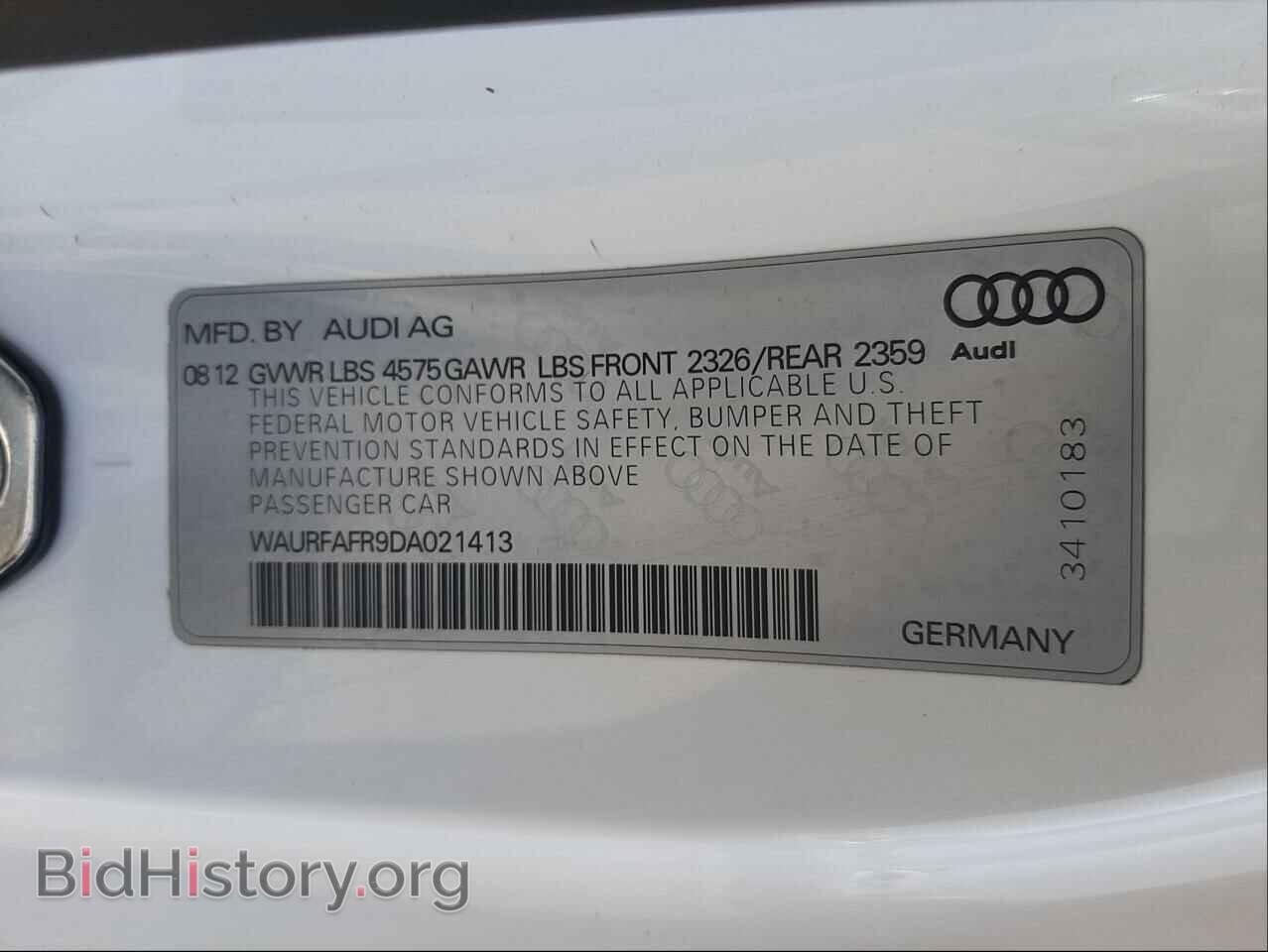 2013 AUDI A5 - VIN: WAURFAFR9DA021413 - Фото 10