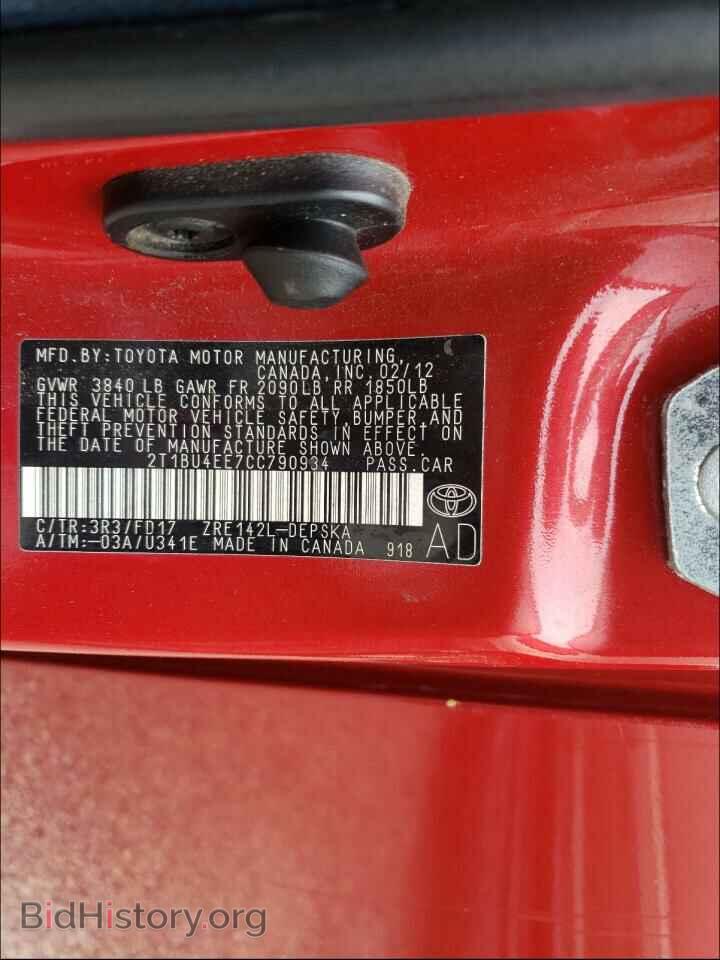 2012 TOYOTA COROLLA - VIN: 2T1BU4EE7CC790934 - Фото 10