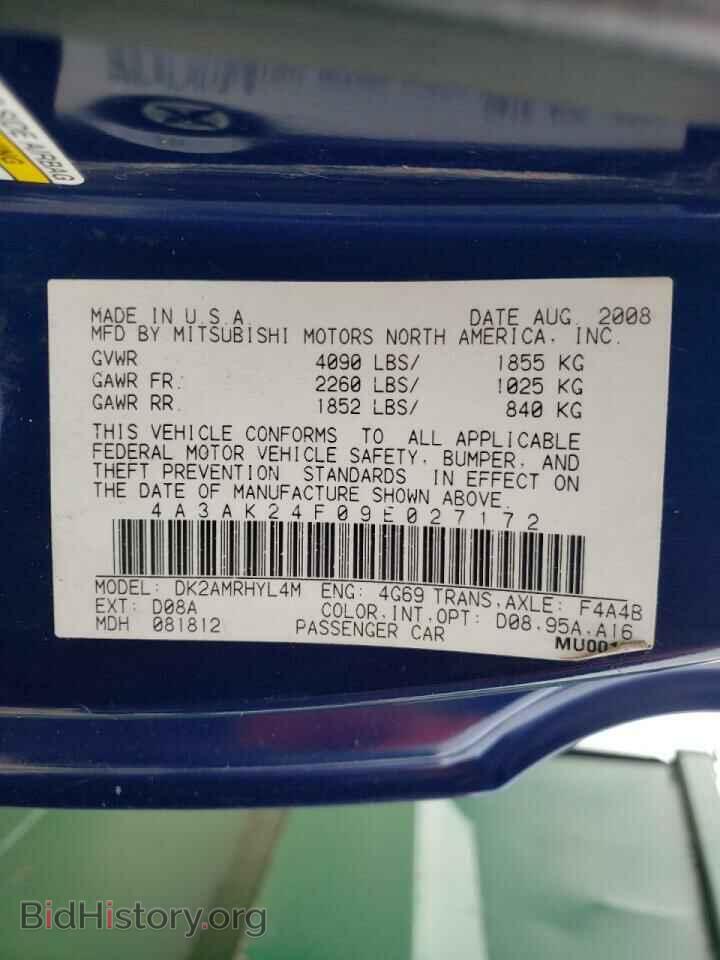 2009 MITSUBISHI ECLIPSE - VIN: 4A3AK24F09E027172 - Photo 10