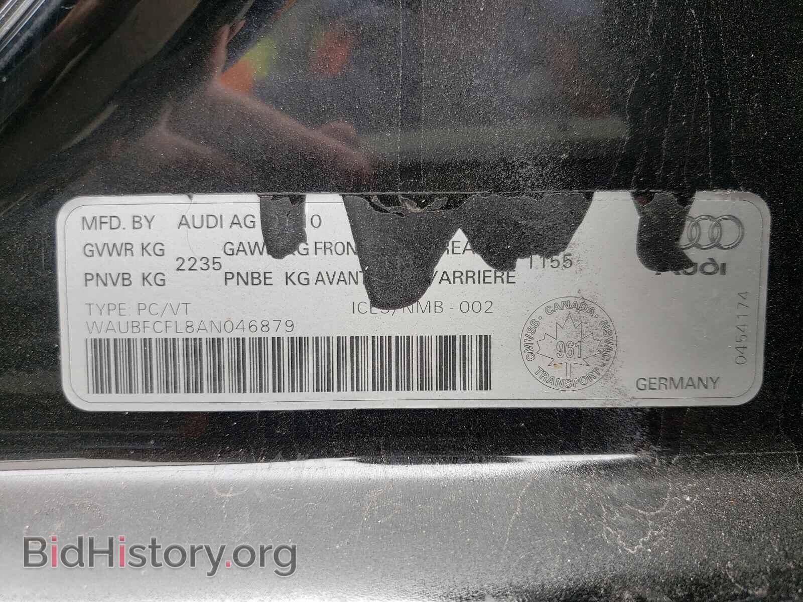 2010 AUDI A4 - VIN: WAUBFCFL8AN046879 - Фото 10