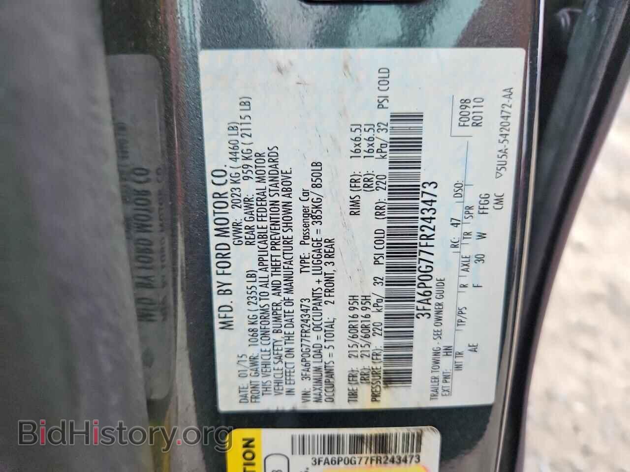 2015 FORD FUSION - VIN: 3FA6P0G77FR243473 - Photo 13
