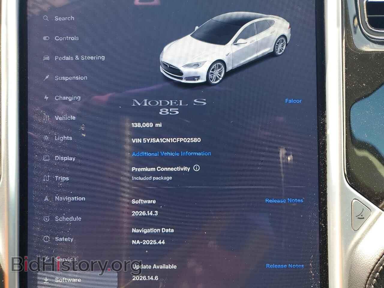 2012 TESLA MODEL S - VIN: 5YJSA1CN1CFP02580 - Photo 9