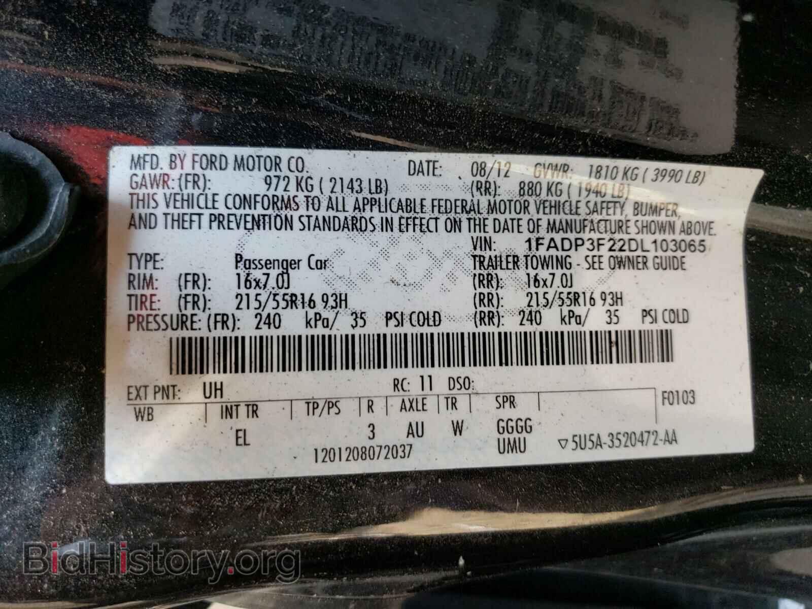 2013 FORD FOCUS - VIN: 1FADP3F22DL103065 - Photo 10