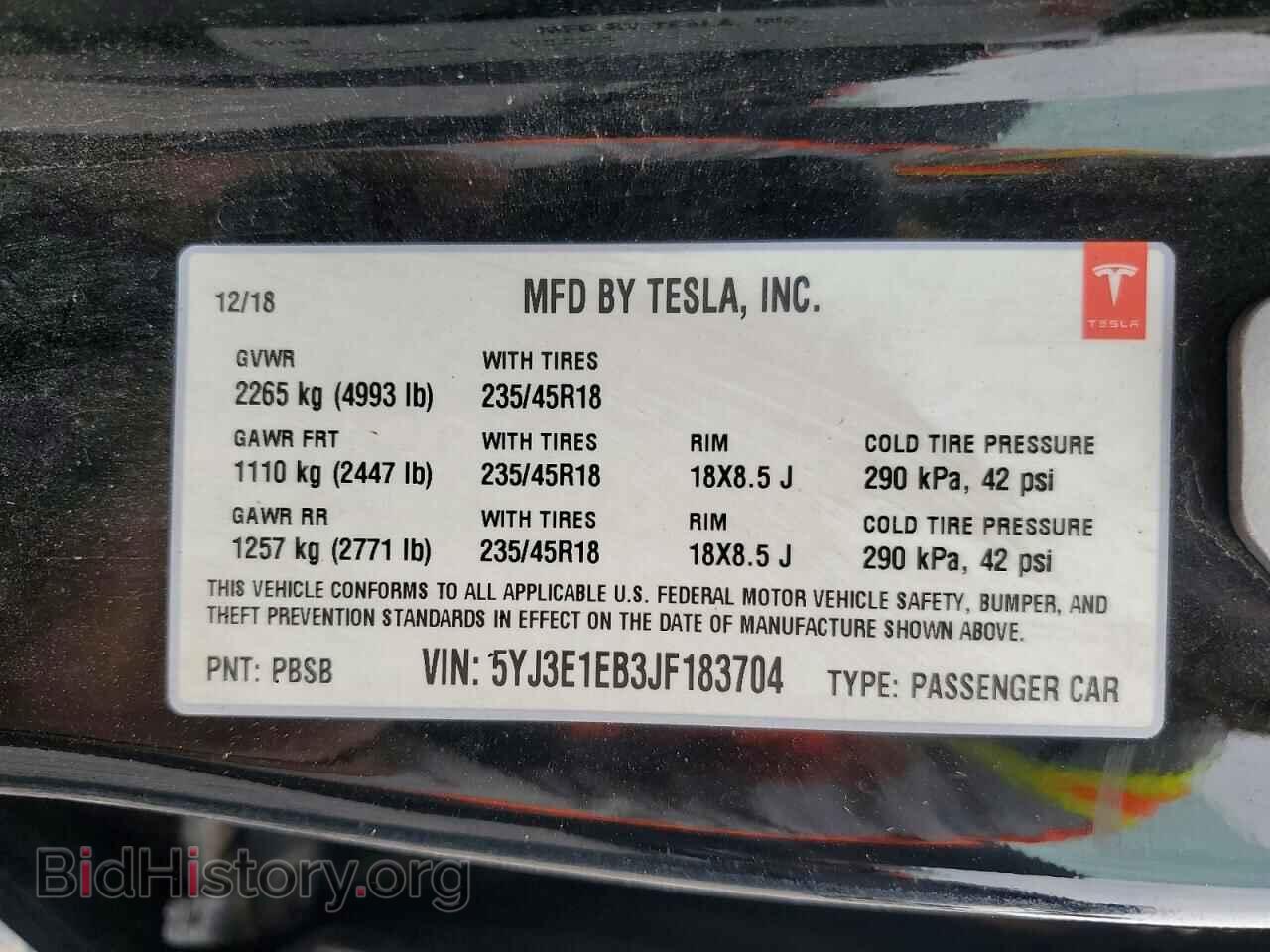 2018 TESLA MODEL 3 - VIN: 5YJ3E1EB3JF183704 - Photo 12