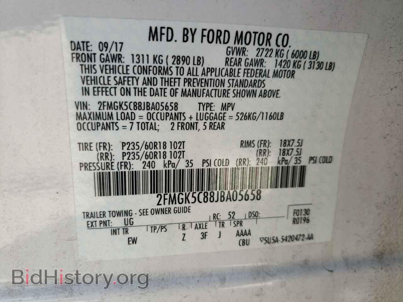2018 FORD FLEX - VIN: 2FMGK5C88JBA05658 - Фото 10