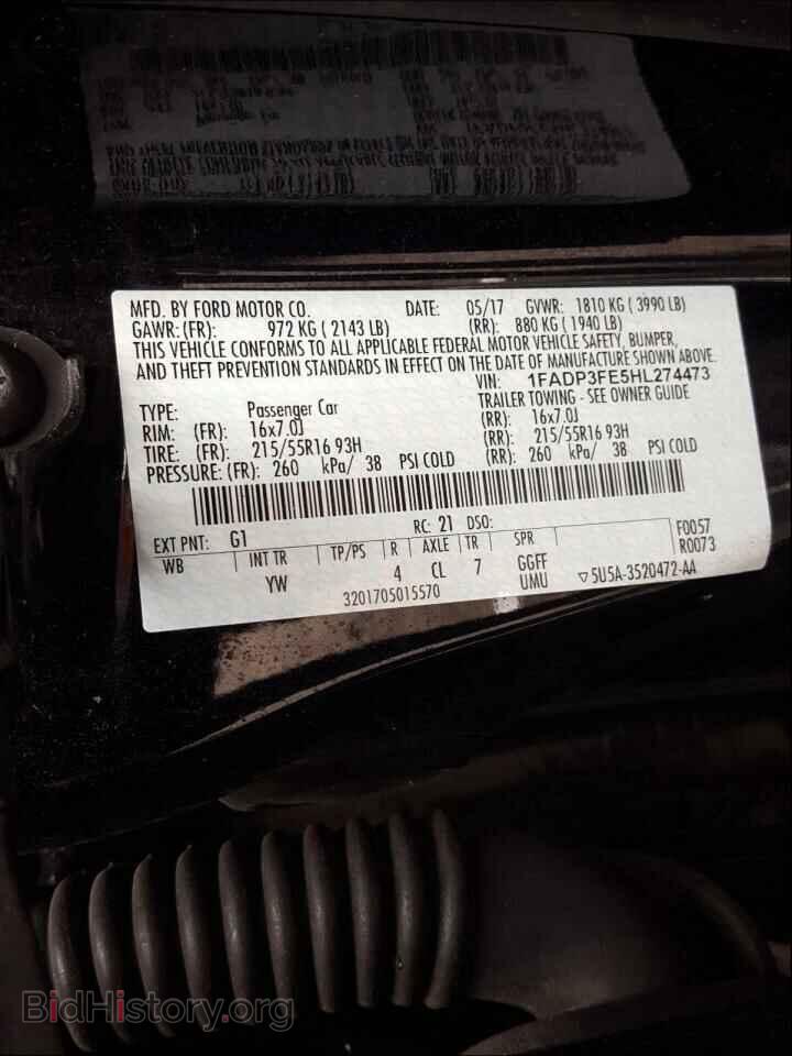 2017 FORD FOCUS - VIN: 1FADP3FE5HL274473 - Фото 10