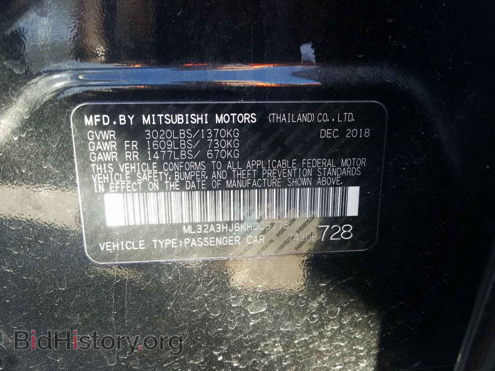 2019 MITSUBISHI MIRAGE - VIN: ML32A3HJ6KH005778 - Фото 10