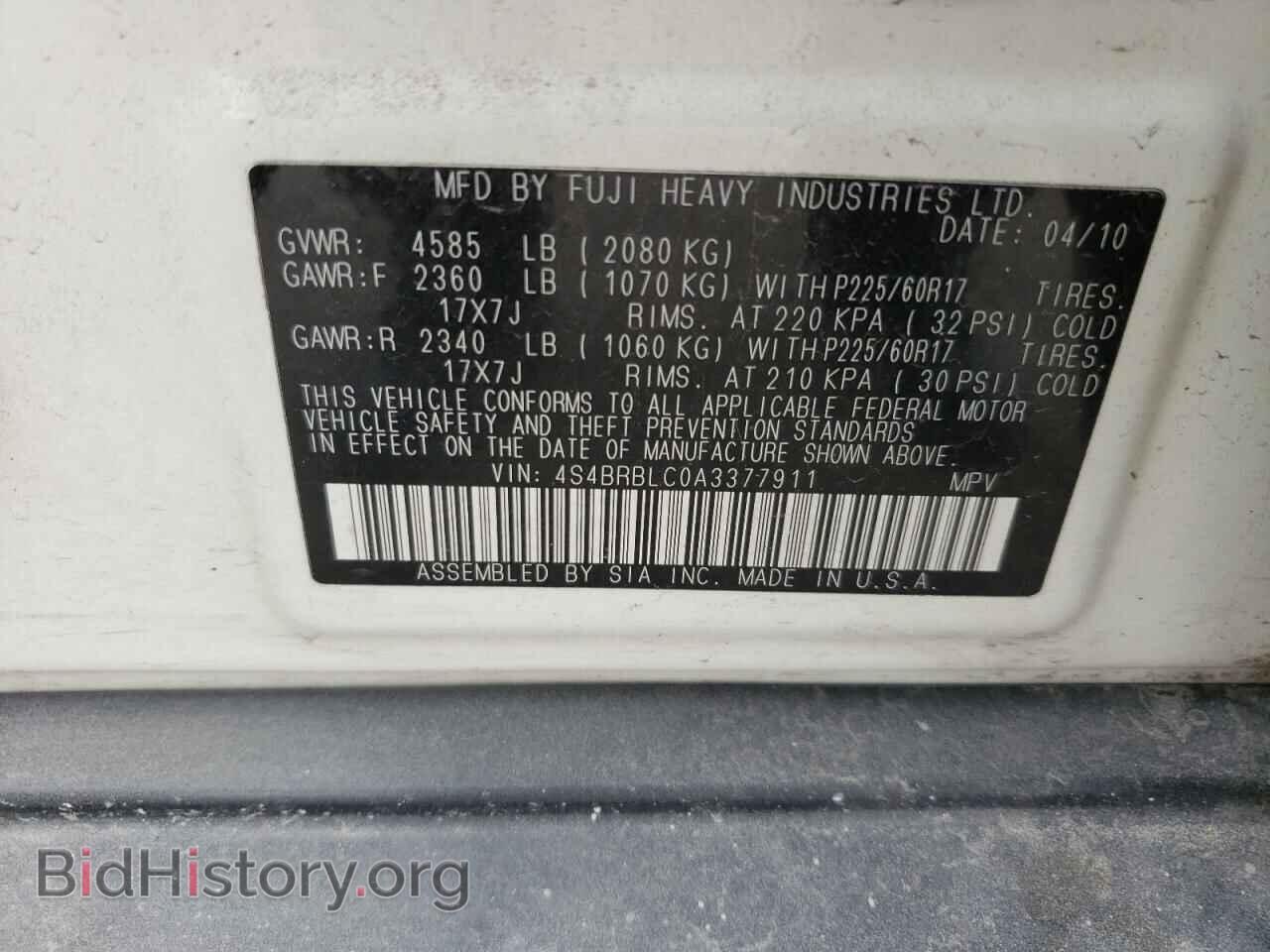 2010 SUBARU OUTBACK - VIN: 4S4BRBLC0A3377911 - Photo 12
