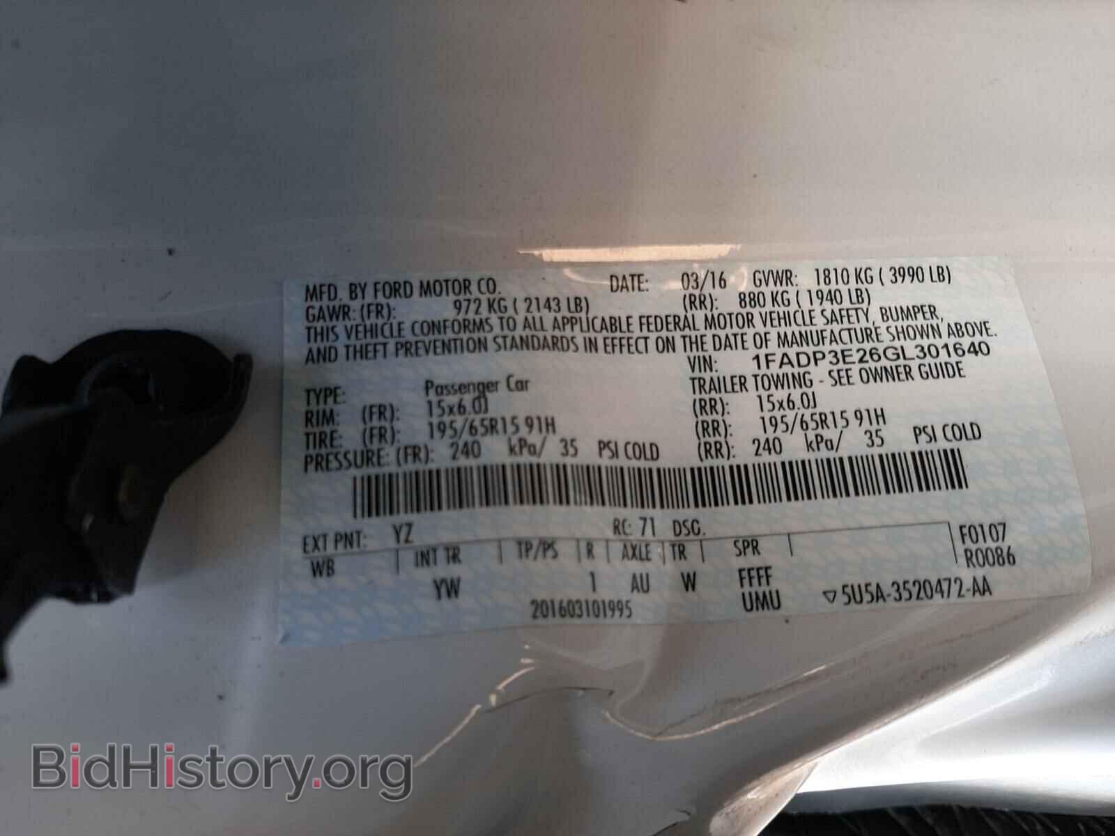 2016 FORD FOCUS - VIN: 1FADP3E26GL301640 - Фото 10