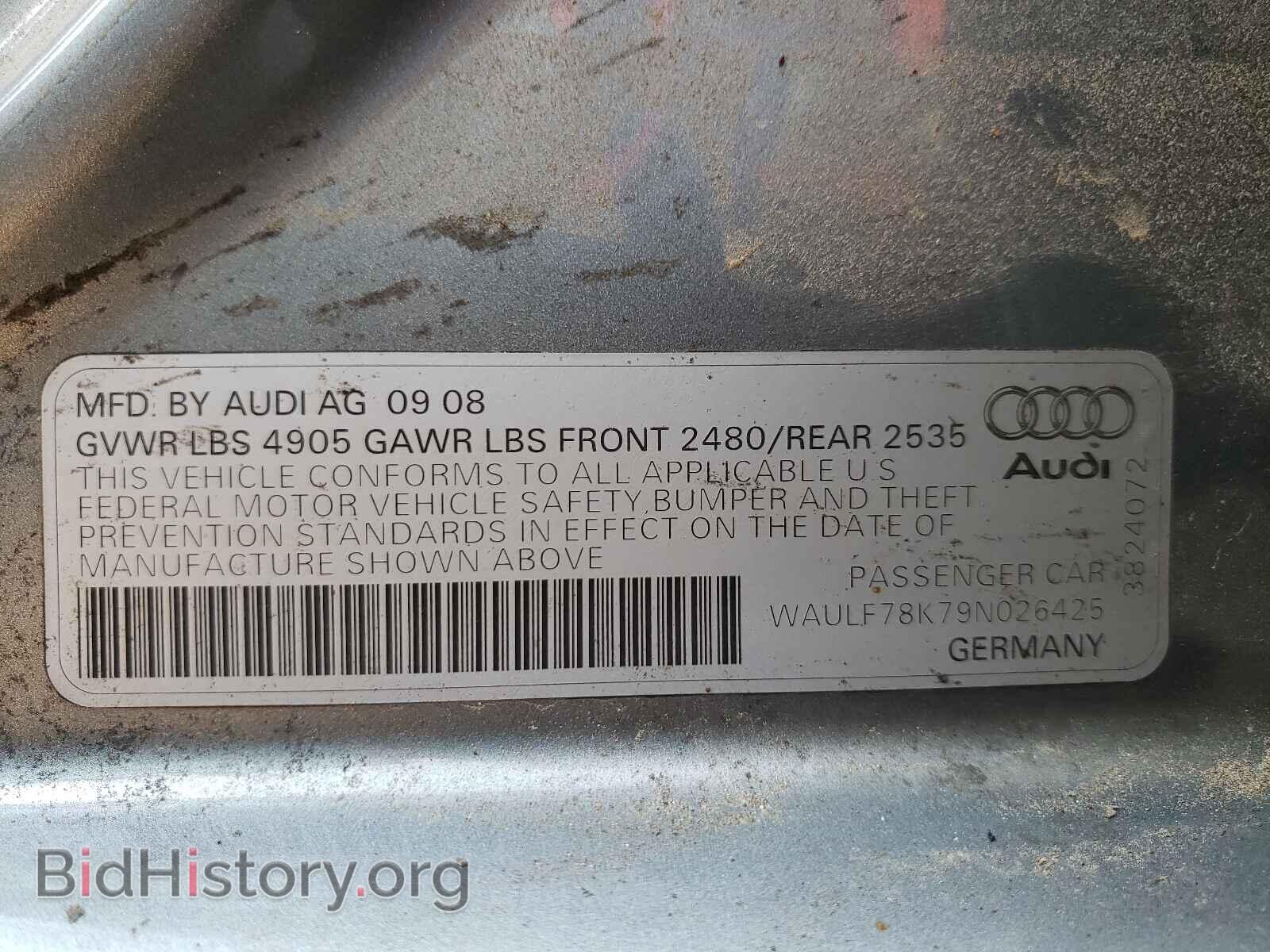 2009 AUDI A4 - VIN: WAULF78K79N026425 - Фото 10
