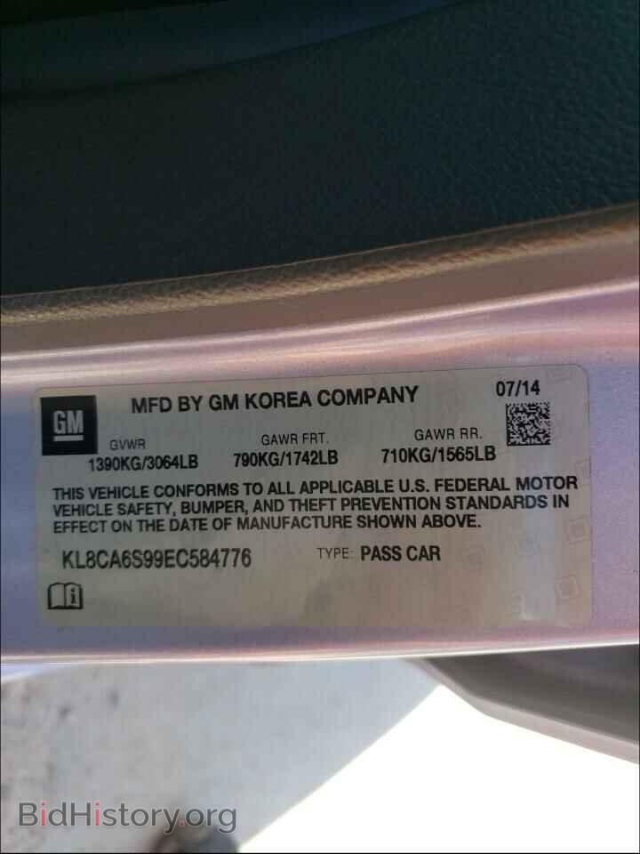 2014 CHEVROLET SPARK - VIN: KL8CA6S99EC584776 - Фото 10