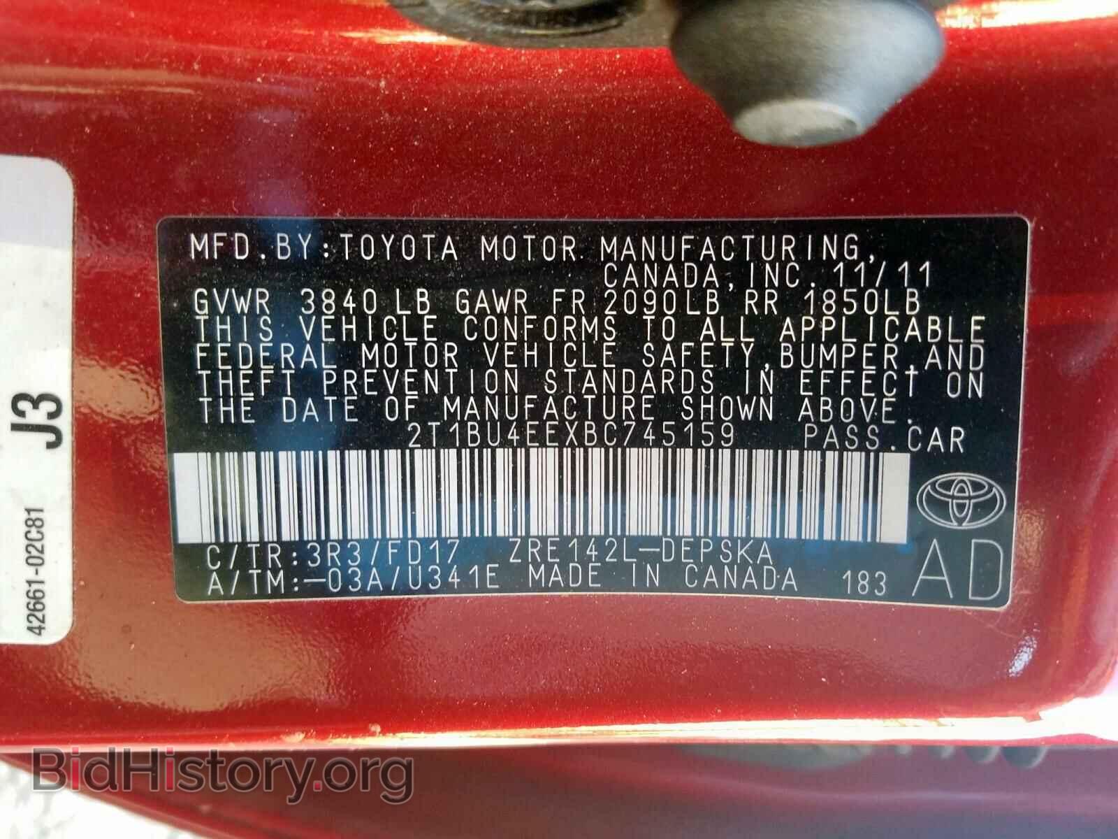 2011 TOYOTA COROLLA BA - VIN: 2T1BU4EEXBC745159 - Фото 10