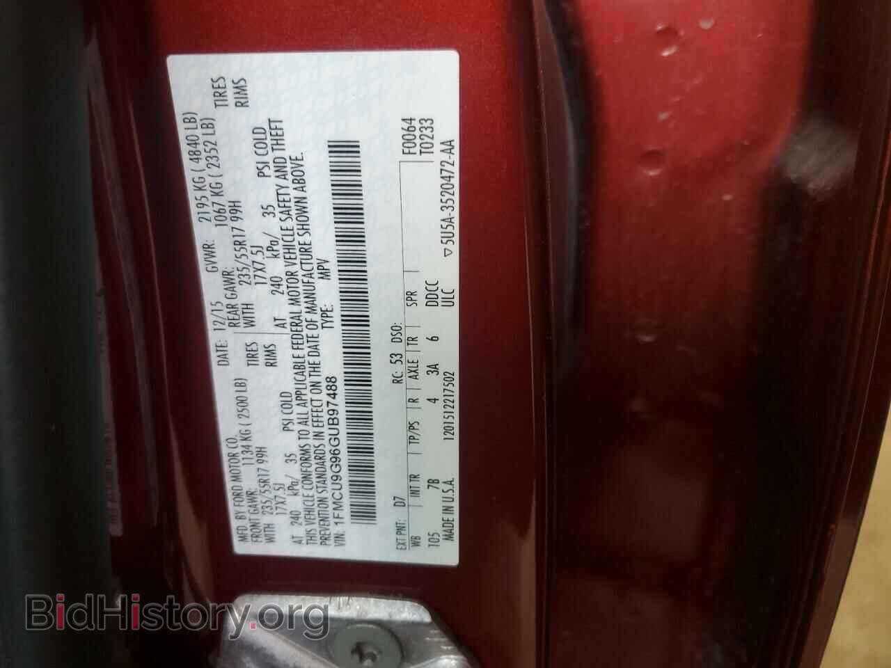 2016 FORD ESCAPE - VIN: 1FMCU9G96GUB97488 - Фото 13