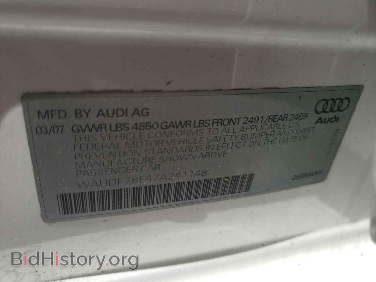 2007 AUDI A4 - VIN: WAUDF78E47A241148 - Фото 12