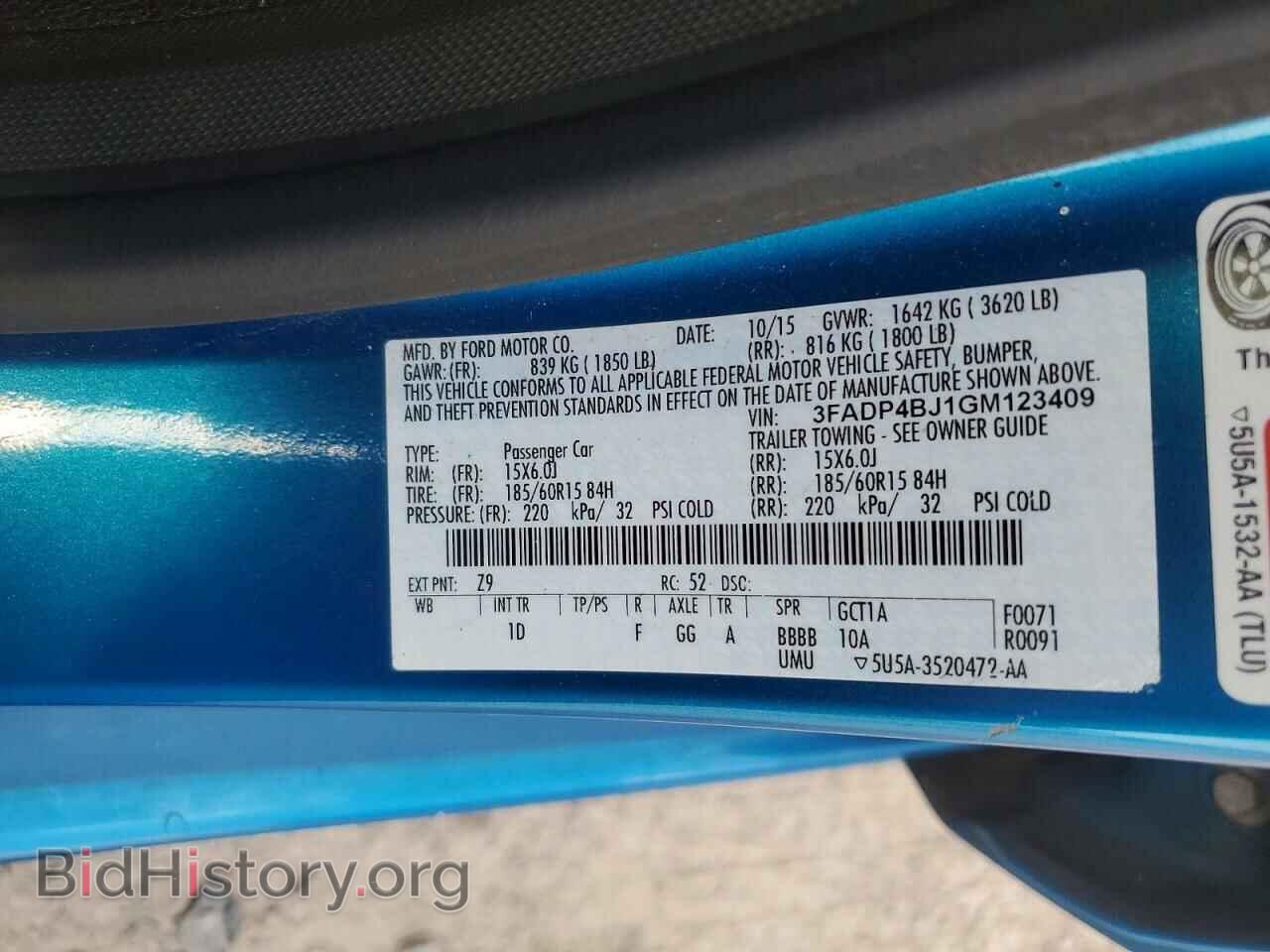 2016 FORD FIESTA - VIN: 3FADP4BJ1GM123409 - Фото 12