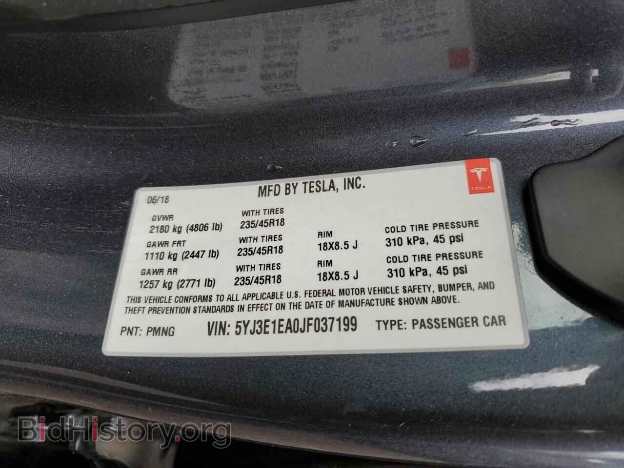 2018 TESLA MODEL 3 - VIN: 5YJ3E1EA0JF037199 - Фото 12