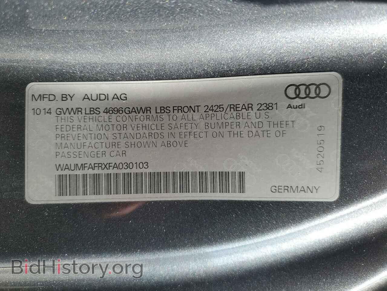 2015 AUDI A5 - VIN: WAUMFAFRXFA030103 - Фото 12