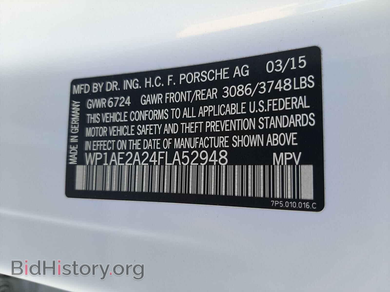 2015 PORSCHE CAYENNE - VIN: WP1AE2A24FLA52948 - Фото 10