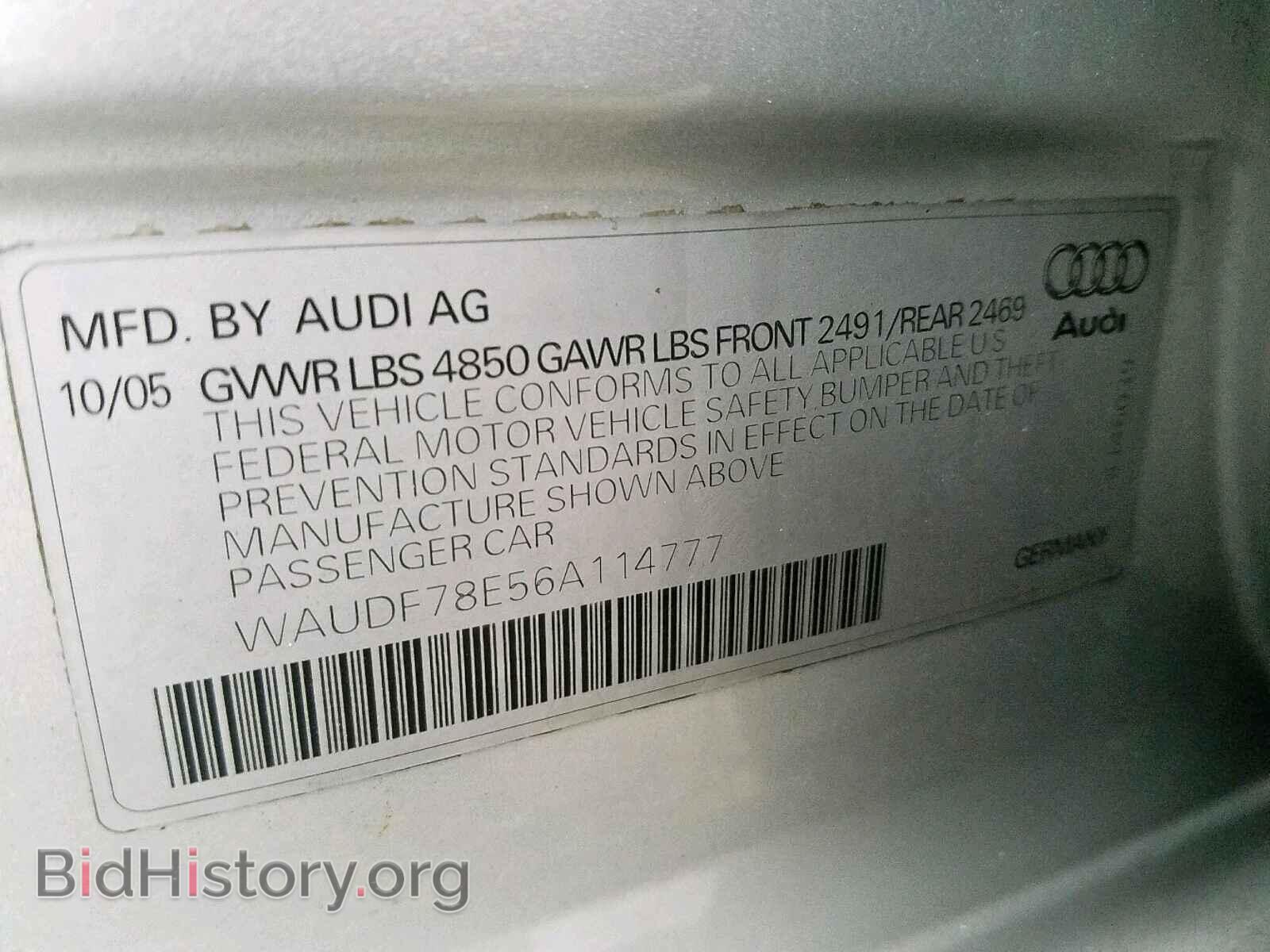 2006 AUDI A4 - VIN: WAUDF78E56A114777 - Фото 10