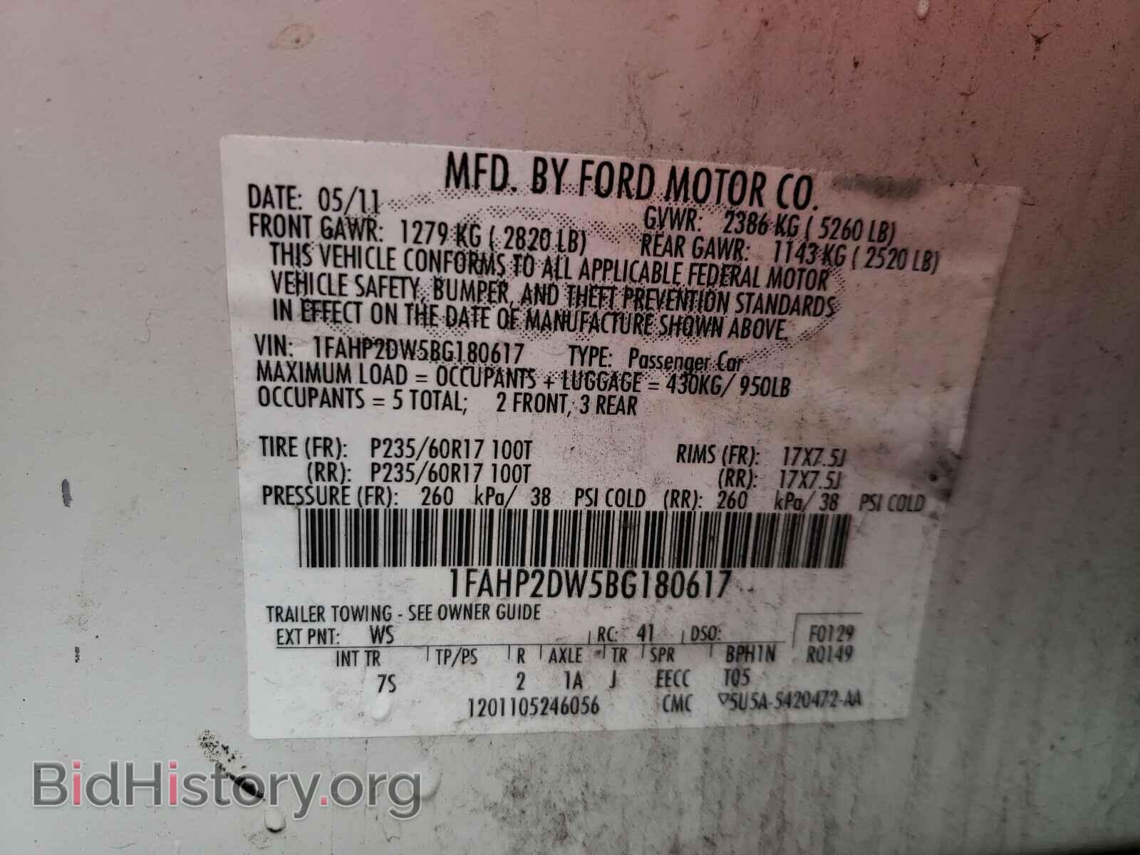 2011 FORD TAURUS - VIN: 1FAHP2DW5BG180617 - Photo 10
