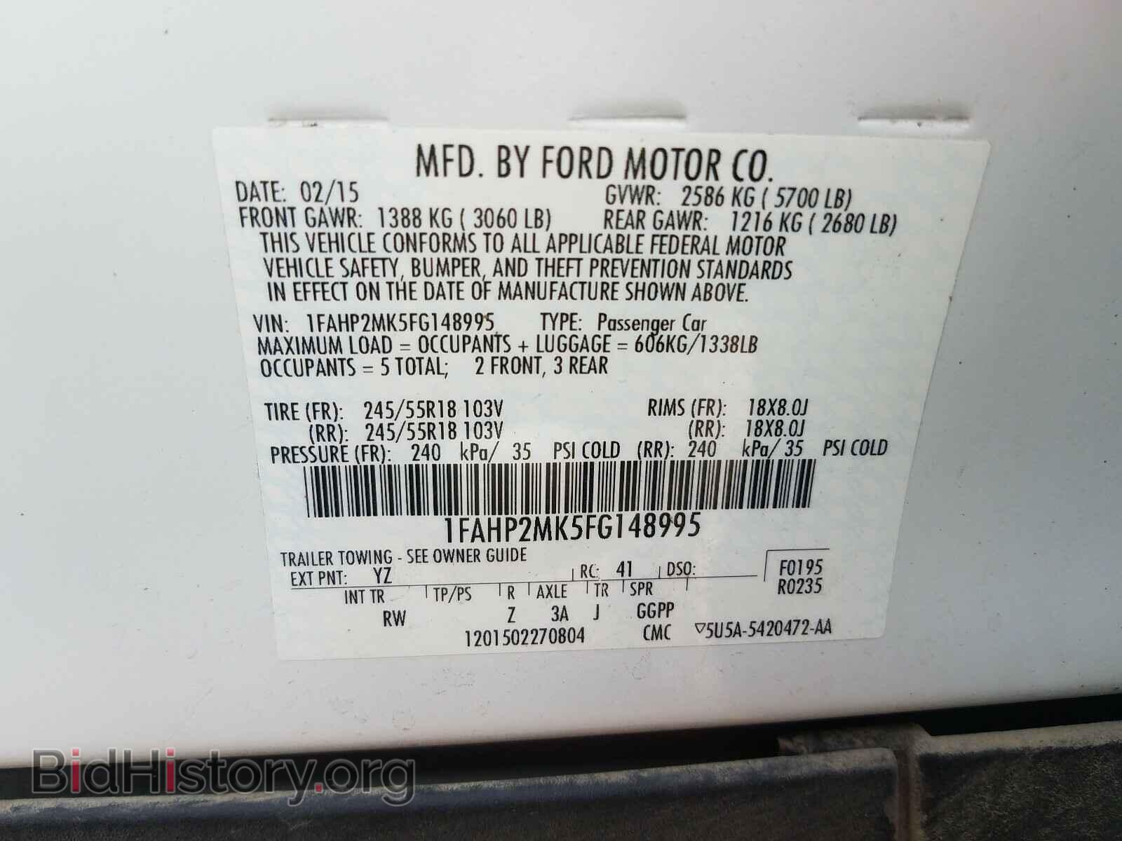 2015 FORD TAURUS - VIN: 1FAHP2MK5FG148995 - Photo 10