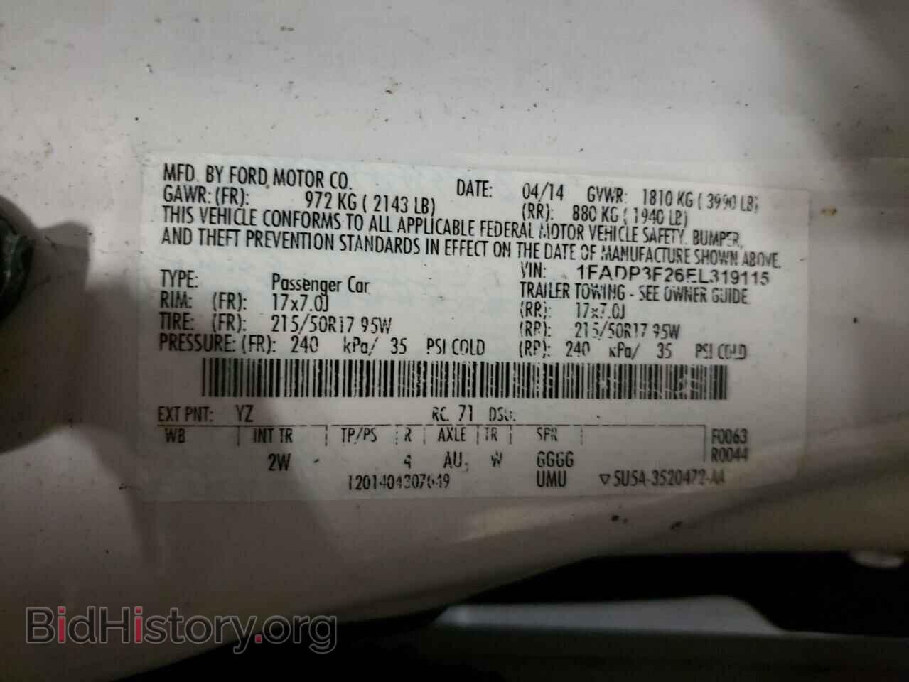 2014 FORD FOCUS - VIN: 1FADP3F26EL319115 - Фото 10