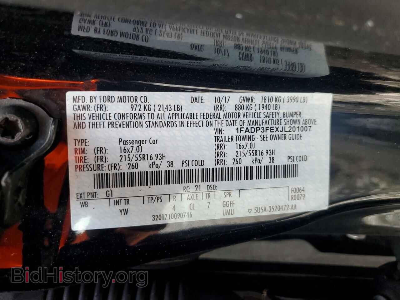 2018 FORD FOCUS - VIN: 1FADP3FEXJL201007 - Фото 12