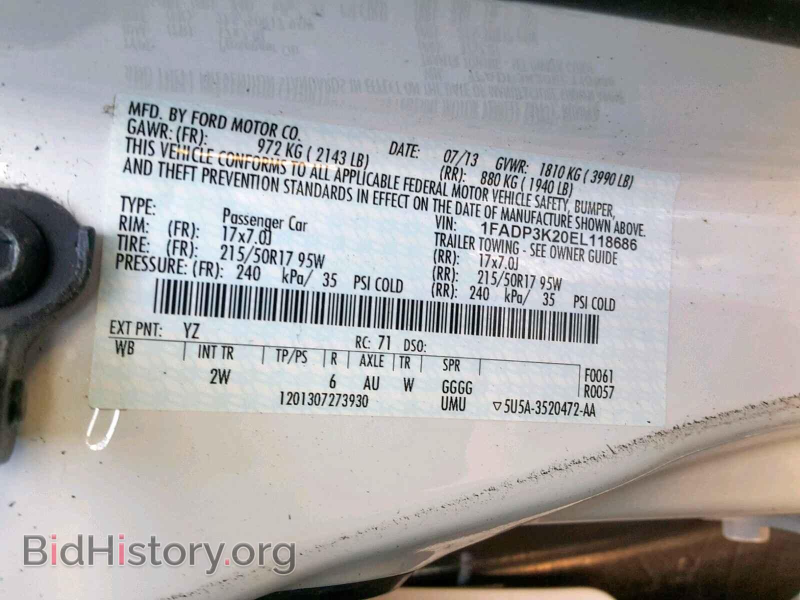2014 FORD FOCUS - VIN: 1FADP3K20EL118686 - Фото 10