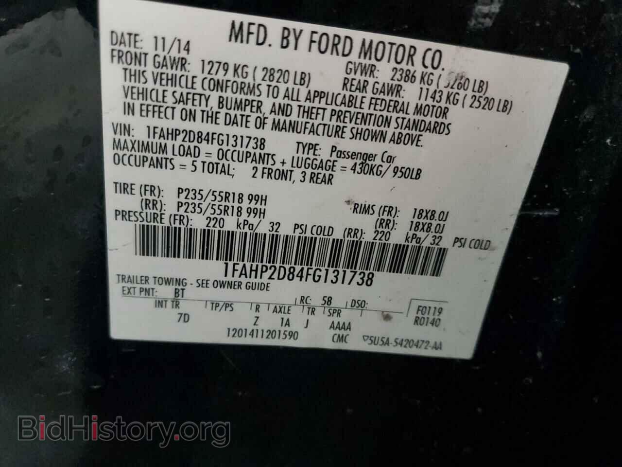2015 FORD TAURUS - VIN: 1FAHP2D84FG131738 - Фото 13
