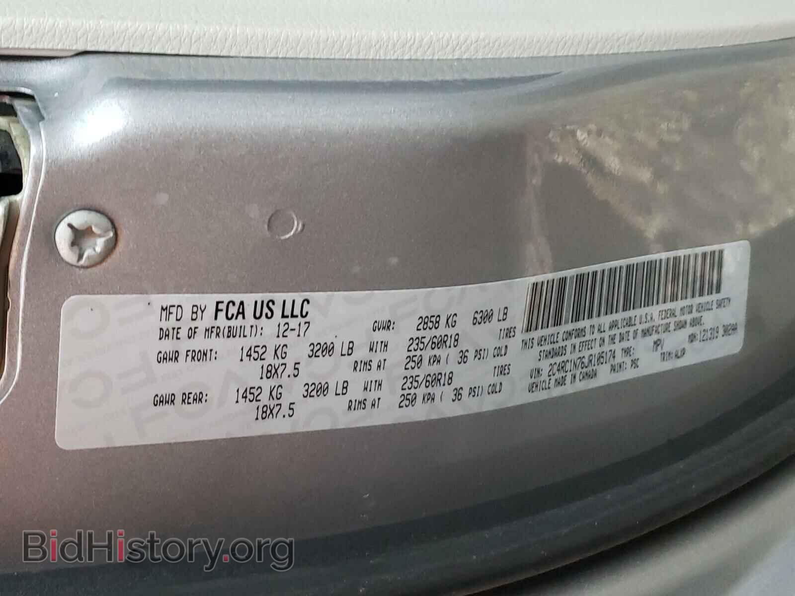 2018 CHRYSLER PACIFICA - VIN: 2C4RC1N76JR105174 - Photo 10