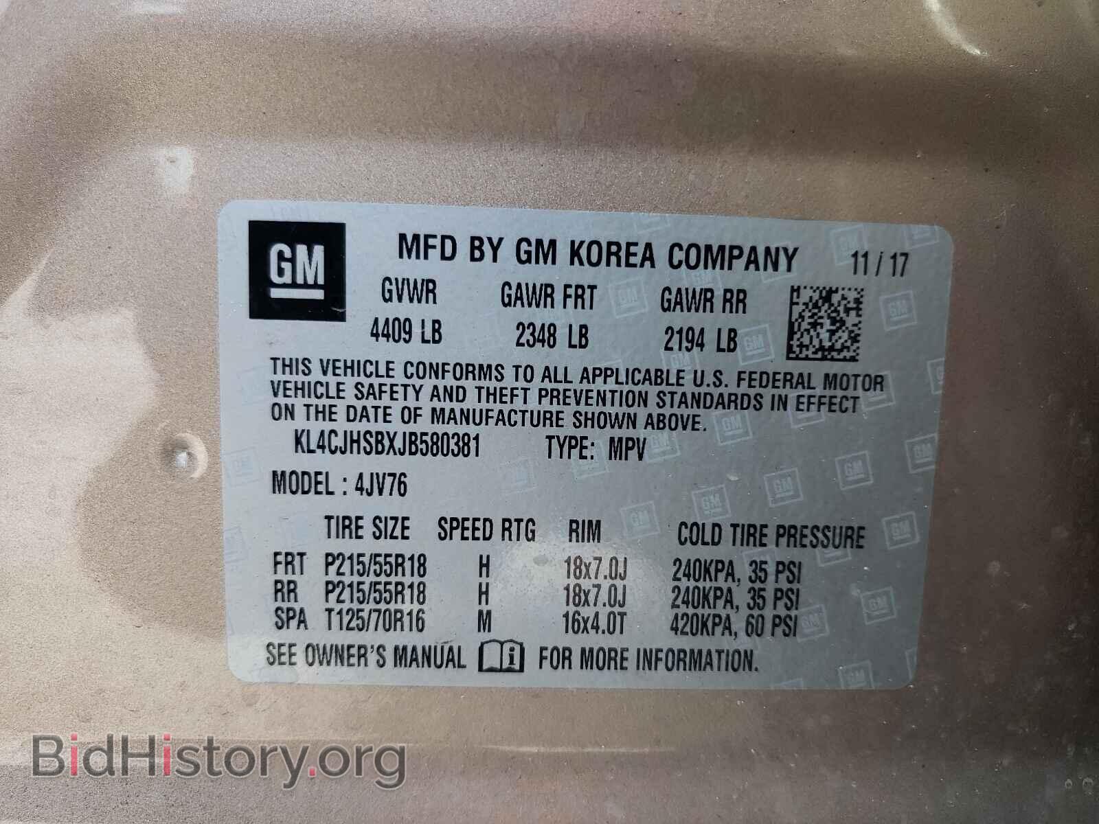 2018 BUICK ENCORE - VIN: KL4CJHSBXJB580381 - Photo 10