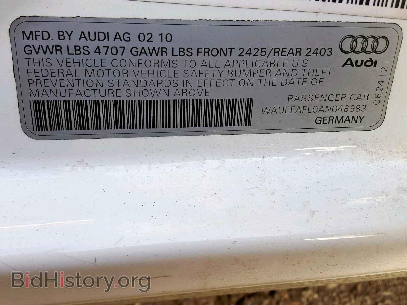 2010 AUDI A4 - VIN: WAUEFAFL0AN048983 - Фото 10