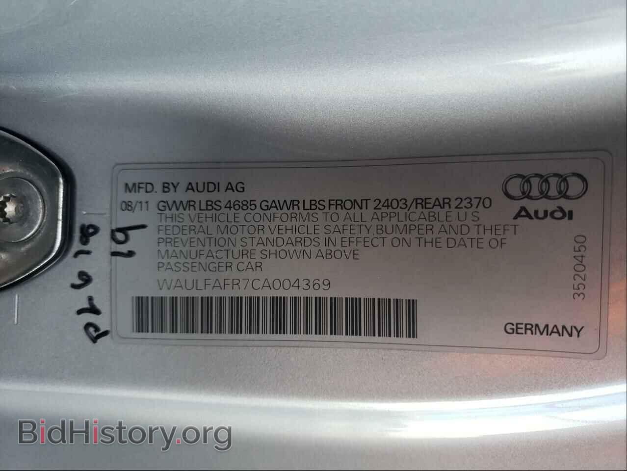 2012 AUDI A5 - VIN: WAULFAFR7CA004369 - Photo 10