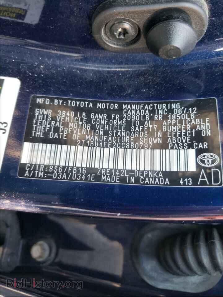 2012 TOYOTA COROLLA - VIN: 2T1BU4EE2CC880797 - Фото 10