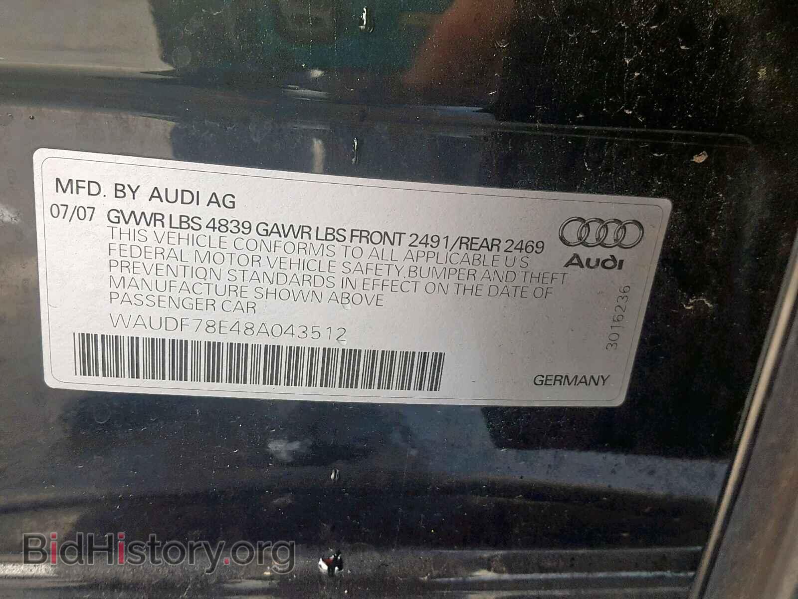 2008 AUDI A4 - VIN: WAUDF78E48A043512 - Фото 10