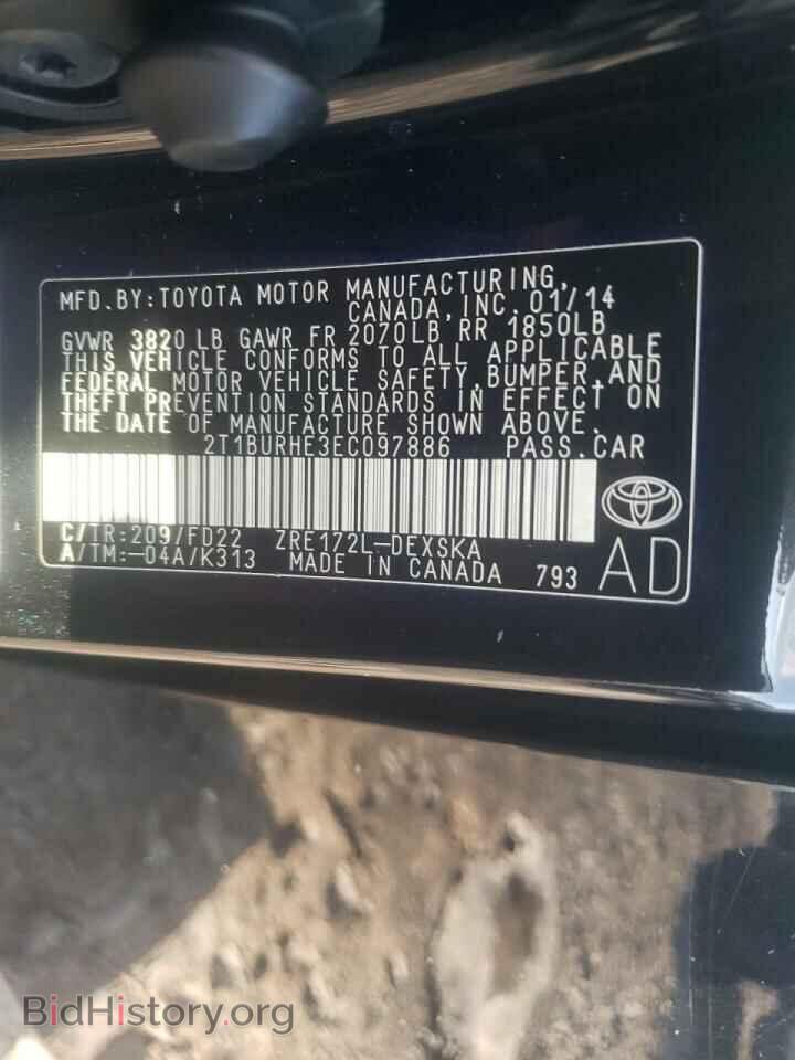 2014 TOYOTA COROLLA - VIN: 2T1BURHE3EC097886 - Фото 10