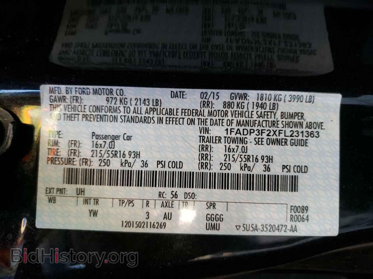 2015 FORD FOCUS - VIN: 1FADP3F2XFL231363 - Фото 10