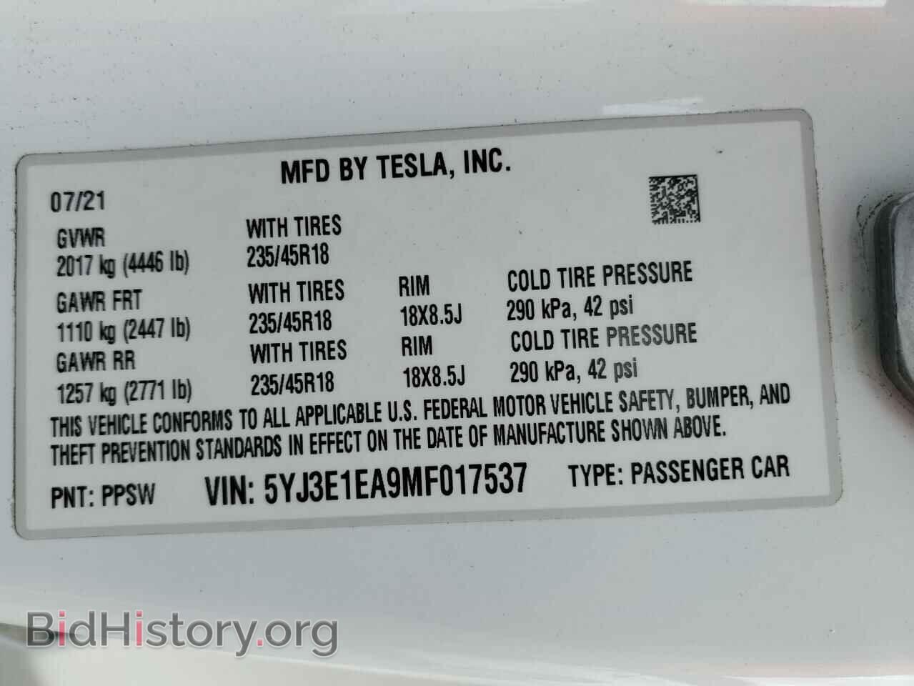 2021 TESLA MODEL 3 - VIN: 5YJ3E1EA9MF017537 - Photo 12