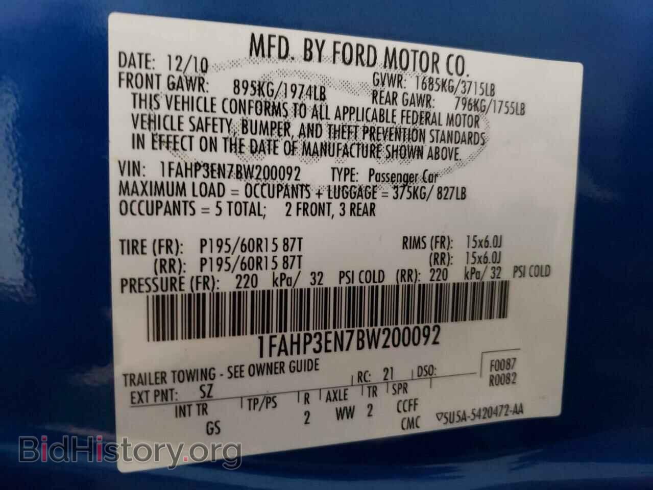 2011 FORD FOCUS - VIN: 1FAHP3EN7BW200092 - Фото 10
