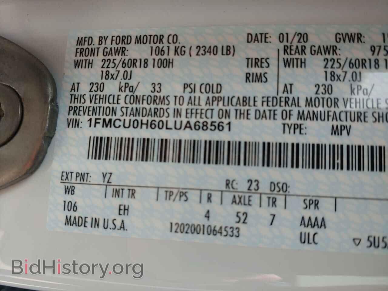 2020 FORD ESCAPE - VIN: 1FMCU0H60LUA68561 - Фото 10