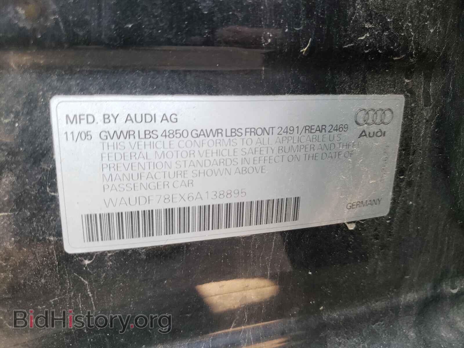 2006 AUDI A4 - VIN: WAUDF78EX6A138895 - Фото 10