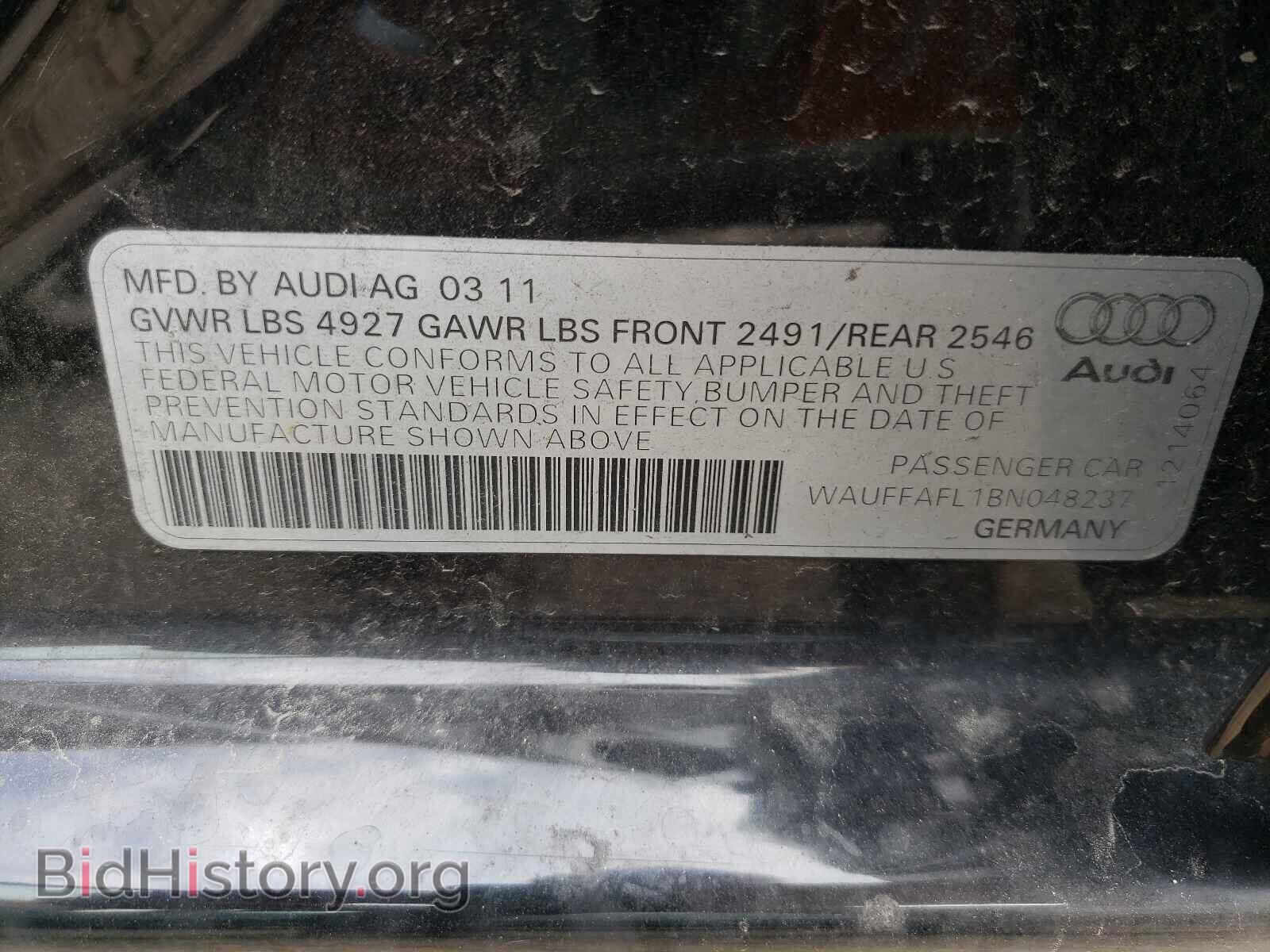 2011 AUDI A4 - VIN: WAUFFAFL1BN048237 - Фото 10