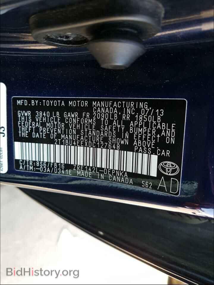 2013 TOYOTA COROLLA - VIN: 2T1BU4EEXDC127648 - Фото 10