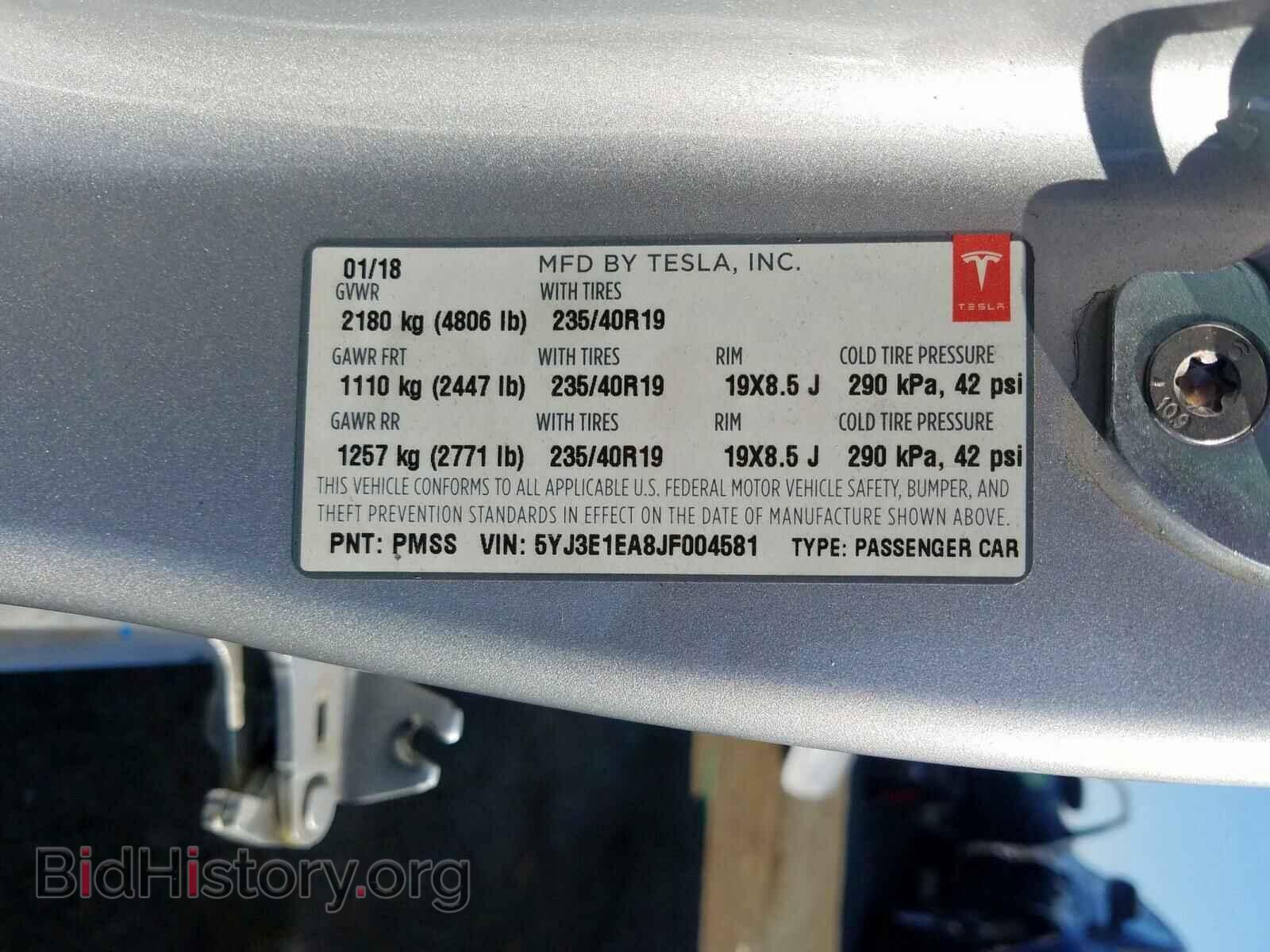 2018 TESLA MODEL 3 - VIN: 5YJ3E1EA8JF004581 - Photo 10