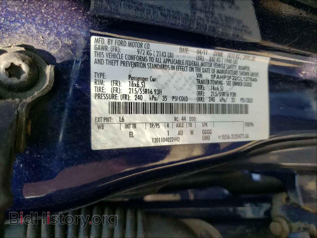 2012 FORD FOCUS - VIN: 1FAHP3F22CL127849 - Фото 10