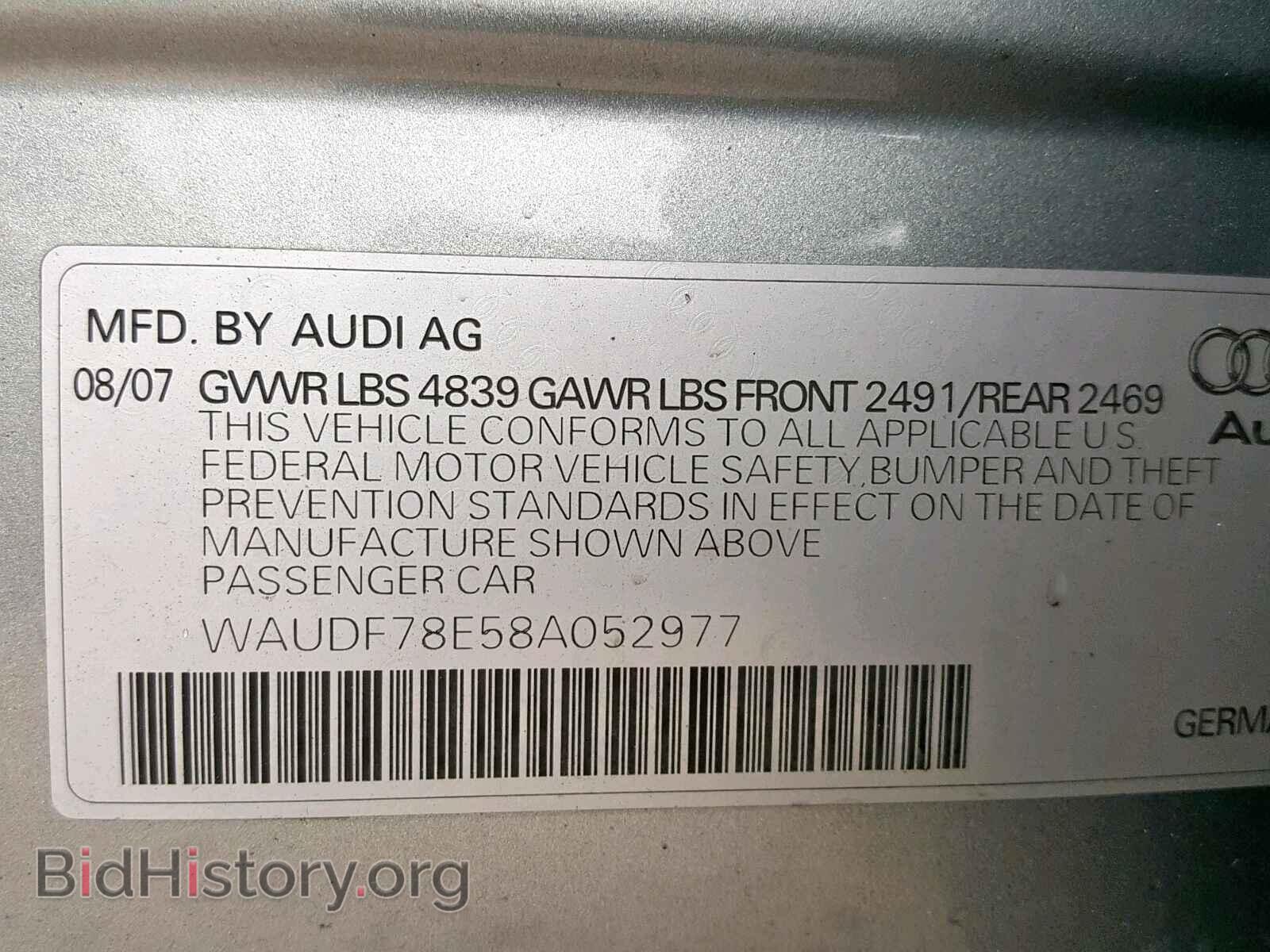 2008 AUDI A4 - VIN: WAUDF78E58A052977 - Фото 10
