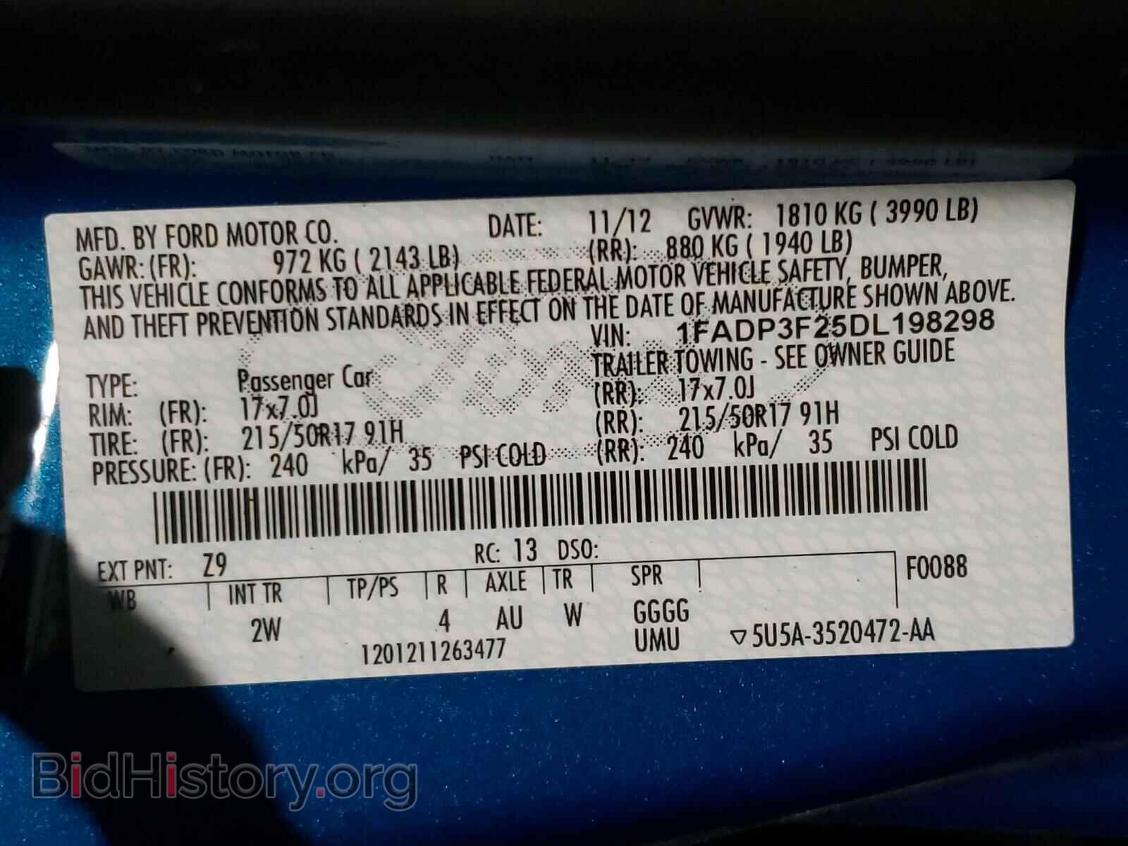 2013 FORD FOCUS - VIN: 1FADP3F25DL198298 - Photo 10